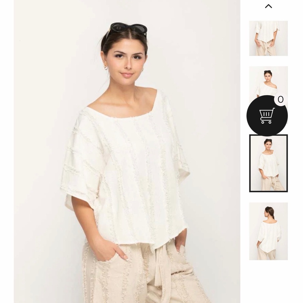 Nikky Apparels cream short sleeve textured top size‎ M/L